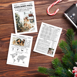 Digitális nyomtatható fényképes újság - Karácsonyi Posta Canva sablon - egyedi és szerkeszthető levél üzenet üdvözlet - művészet - grafika & illusztráció - digitális - Meska.hu