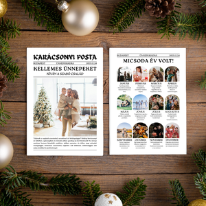 Digitális nyomtatható fényképes újság - Karácsonyi Posta Canva sablon - egyedi és szerkeszthető levél üzenet üdvözlet - művészet - grafika & illusztráció - digitális - Meska.hu
