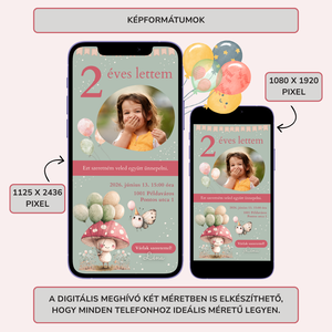 Digitális születésnapi meghívó Canva sablon - Gomba móka - Szerkeszthető - Online küldhető - Nyomtatható - művészet - grafika & illusztráció - digitális - Meska.hu