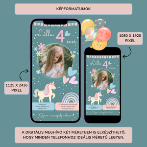 Digitális születésnapi meghívó Canva sablon - Pasztell unikornis - Szerkeszthető - Online küldhető - Nyomtatható - művészet - grafika & illusztráció - digitális - Meska.hu
