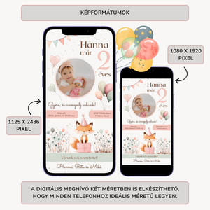 Digitális születésnapi meghívó Canva sablon - Róka móka - Szerkeszthető - Online küldhető - Nyomtatható, Rókás - művészet - grafika & illusztráció - digitális - Meska.hu