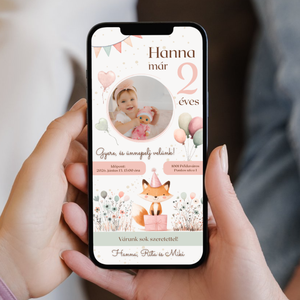 Digitális születésnapi meghívó Canva sablon - Róka móka - Szerkeszthető - Online küldhető - Nyomtatható, Rókás, Művészet, Grafika & Illusztráció, Digitális, Fotó, grafika, rajz, illusztráció, MESKA