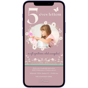 Digitális születésnapi meghívó Canva sablon - Virágos kert - Szerkeszthető - Online küldhető - Nyomtatható, Rókás, Művészet, Grafika & Illusztráció, Digitális, Fotó, grafika, rajz, illusztráció, MESKA