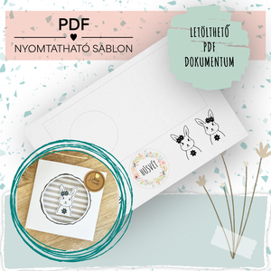 Pörgős húsvéti képeslap PDF sablon � nyomtatható, csináld magad kreatív ajándékkísérő � kreatív DIY papírkártya, nyuszis - művészet - grafika & illusztráció - digitális - Meska.hu