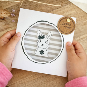 Pörgős húsvéti képeslap PDF sablon � nyomtatható, csináld magad kreatív ajándékkísérő � kreatív DIY papírkártya, nyuszis - Meska.hu