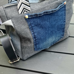 Fekete- kék farmer táska - táska & tok - kézitáska & válltáska - kézitáska - Meska.hu