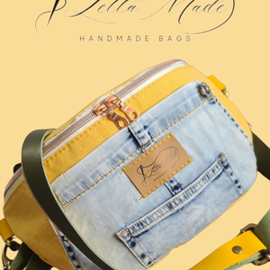 Sárga-kék övtáska, Táska & Tok, Kézitáska & válltáska, Kézitáska, Újrahasznosított alapanyagból készült termékek, Varrás, MESKA