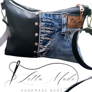 Vagány farmer- öko műbőr kombó, Táska & Tok, Kézitáska & válltáska, Kézitáska, Újrahasznosított alapanyagból készült termékek, Varrás, MESKA