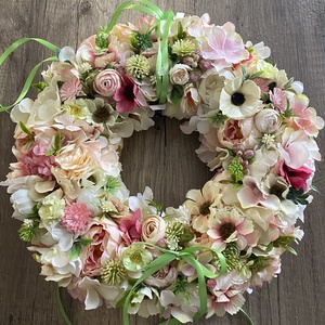 Tavaszi pasztell színvilágú ajtódísz - otthon & életmód - dekoráció - ajtó- és ablak dekoráció - ajtódísz & kopogtató - Meska.hu