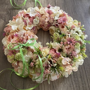 Tavaszi, romantikus hangulatú ajtódísz, Otthon & Életmód, Dekoráció, Ajtó- és ablak dekoráció, Ajtódísz & Kopogtató, Virágkötés, MESKA