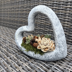 Kőhatású szíves kegyeleti dísz - otthon & életmód - vallás - temetkezési tárgy - sírtálak - Meska.hu