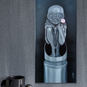 A béke hírnöke. Olajfestmény Giger szobra alapján.  - Meska.hu