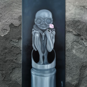 A béke hírnöke. Olajfestmény Giger szobra alapján.  - művészet - festmény - olajfestmény - Meska.hu