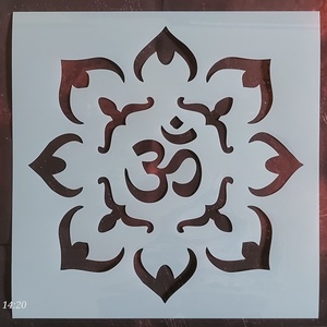 Om mandala 2 stencil faldekorációhoz  - kellékek & szerszámok - szerszámok, eszközök - sablonok - Meska.hu