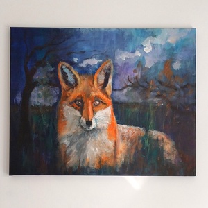 Rókamama akril festmény, Művészet, Festmény, Akril, Festészet, Festett tárgyak, MESKA