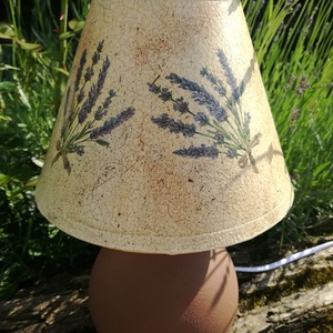 Levendulás lámpa , Otthon & Lakás, Lámpa, Asztali lámpa, Decoupage, transzfer és szalvétatechnika, Festészet, Meska