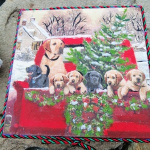 Karácsonyi csoda doboz , Karácsony, Karácsonyi ajándékozás, Karácsonyi ajándékcsomagolás, Decoupage, transzfer és szalvétatechnika, Festett tárgyak, MESKA
