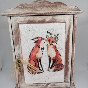 Rókás kulcsos , Otthon & Életmód, Tárolás & Rendszerezés, Fali tároló, Decoupage, transzfer és szalvétatechnika, Festett tárgyak, MESKA