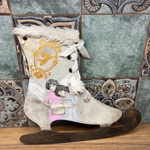 Korcsolya, Karácsony, Karácsonyi lakásdekoráció, Karácsonyi ablakdíszek, ablakmatricák, Decoupage, transzfer és szalvétatechnika, Festészet, MESKA