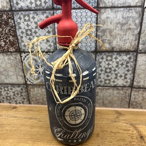 Tengerész stílusu szódás üveg , Otthon & Életmód, Dekoráció, Asztal és polc dekoráció, Díszüveg, Decoupage, transzfer és szalvétatechnika, MESKA