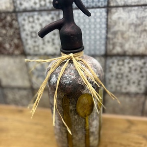 Mintás szódás üveg, Otthon & Életmód, Dekoráció, Asztal és polc dekoráció, Díszüveg, Decoupage, transzfer és szalvétatechnika, MESKA