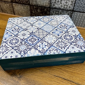 Csempe mintás doboz - otthon & életmód - dekoráció - asztal és polc dekoráció - díszdoboz - Meska.hu