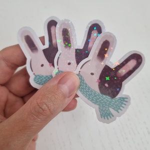 Holografikus Nyuszis Matrica - otthon & életmód - papír, írószer - matrica, matrica csomag - Meska.hu