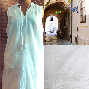 Lenruha hacuka Madeirás vászon  ruha 44-es ajándék fürdősó Lagenlook stílushoz is  - ruha & divat - női ruha - blézer & kosztüm - Meska.hu