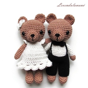 Rendelhető - Horgolt macipár esküvői ruhában amigurumi nászajándék - Meska.hu