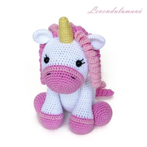 Horgolt fehér-rózsaszín unikornis amigurumi , Játék & Sport, Plüssállat & Játékfigura, Unikornis, Horgolás, MESKA
