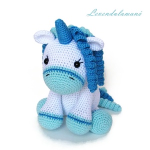 Horgolt fehér-türkiz unikornis amigurumi , Játék & Sport, Plüssállat & Játékfigura, Unikornis, Horgolás, MESKA