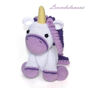 Horgolt fehér-lila unikornis amigurumi  - Meska.hu