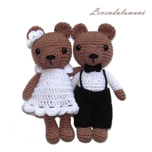 Horgolt macipár esküvői ruhában amigurumi nászajándék, Játék & Sport, Plüssállat & Játékfigura, Maci, Horgolás, MESKA
