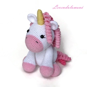 Horgolt fehér-rózsaszín unikornis amigurumi , Játék & Sport, Plüssállat & Játékfigura, Unikornis, Horgolás, MESKA