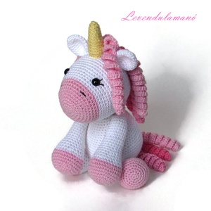 Horgolt fehér-rózsaszín unikornis amigurumi  - játék & sport - plüssállat & játékfigura - unikornis - Meska.hu
