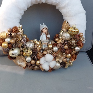 Kislány macival - karácsony - karácsonyi lakásdekoráció - karácsonyi ajtódíszek - Meska.hu