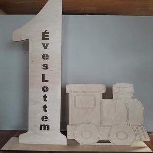 1 éves lettem tábla mozdonnyal, babalátogatóba, születésnapi ajándék, fotókellék -  - Meska.hu