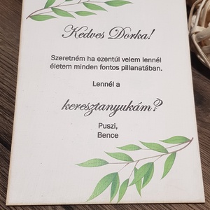 Keresztszülő felkérő fa tábla, Keresztszülő felkérő meghívó - otthon & életmód - papír, írószer - ajándékozás kellékei - képeslap, üdvözlőlap - Meska.hu