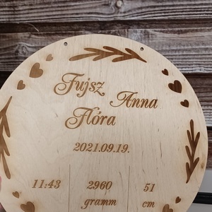 Lézervágott Baba névtábla fából 30 cm, Névtábla születési adatokkal, Babaköszöntésre, Babaszületésre - otthon & életmód - babaszoba, gyerekszoba - gyerek névtábla - Meska.hu