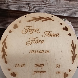 Lézervágott Baba névtábla fából 30 cm, Névtábla születési adatokkal, Babaköszöntésre, Babaszületésre, Otthon & Életmód, Babaszoba, gyerekszoba, Gyerek névtábla, Famegmunkálás, MESKA
