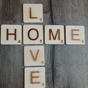 HOME LOVE FAMILY Scrabble, fali dekoráció - otthon & életmód - dekoráció - fali és függő dekoráció - betű & név - Meska.hu