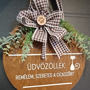 Kopogtató cicásoknak, ajtódísz cicafanoknak, Cicás tábla - otthon & életmód - dekoráció - ajtó- és ablak dekoráció - ajtódísz & kopogtató - Meska.hu