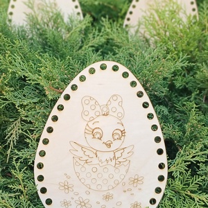 Húsvéti horgolható fa alap, Horgolható tojás 20 cm - otthon & lakás - dekoráció - kép & falikép - fából készült kép - Meska.hu