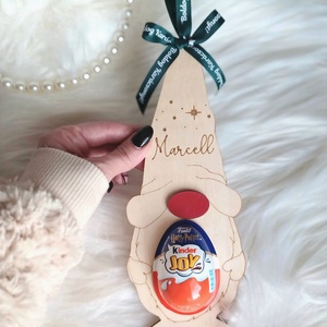 Manó karácsonyfadísz, névre szóló, Kinder tojás tartó - Meska.hu