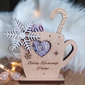 Pénzátadó karácsonyi bögre, boríték helyett kreatív csomagolás karácsonyra - otthon & életmód - papír, írószer - ajándékozás kellékei - pénzátadó doboz - Meska.hu