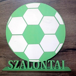 Névre szóló focis asztaldísz,  névtábla a futball szerelmeseinek - otthon & életmód - babaszoba, gyerekszoba - gyerek névtábla - Meska.hu