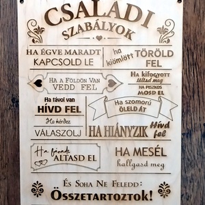 Családi szabályok fa tábla (nagy méret) - otthon & életmód - dekoráció - kép & falikép - fából készült kép - Meska.hu