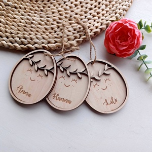 Névre szóló mosolygós fa tojás  - játék & sport - plüssállat & játékfigura - nyuszi - Meska.hu