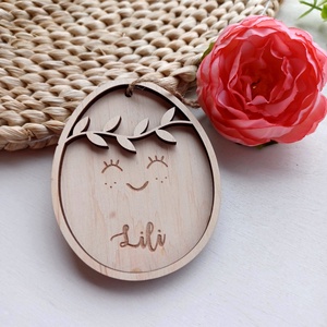 Névre szóló mosolygós fa tojás  - játék & sport - plüssállat & játékfigura - nyuszi - Meska.hu