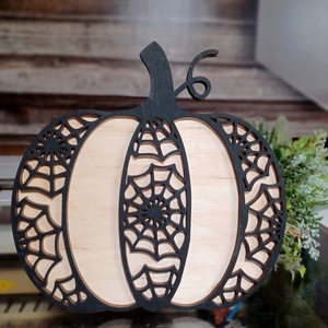 Halloween fa tök pókhálós díszítéssel - Meska.hu
